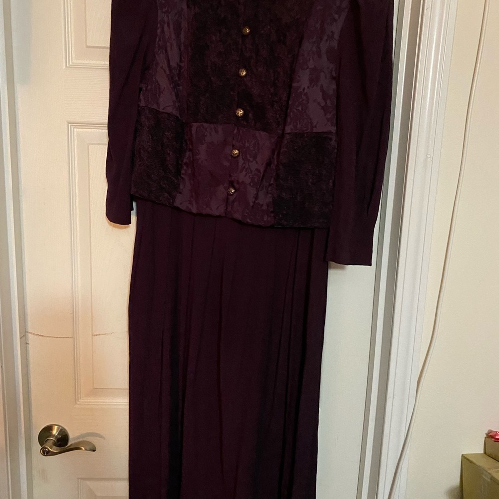 Vintage Plum dress with faux jacket made together